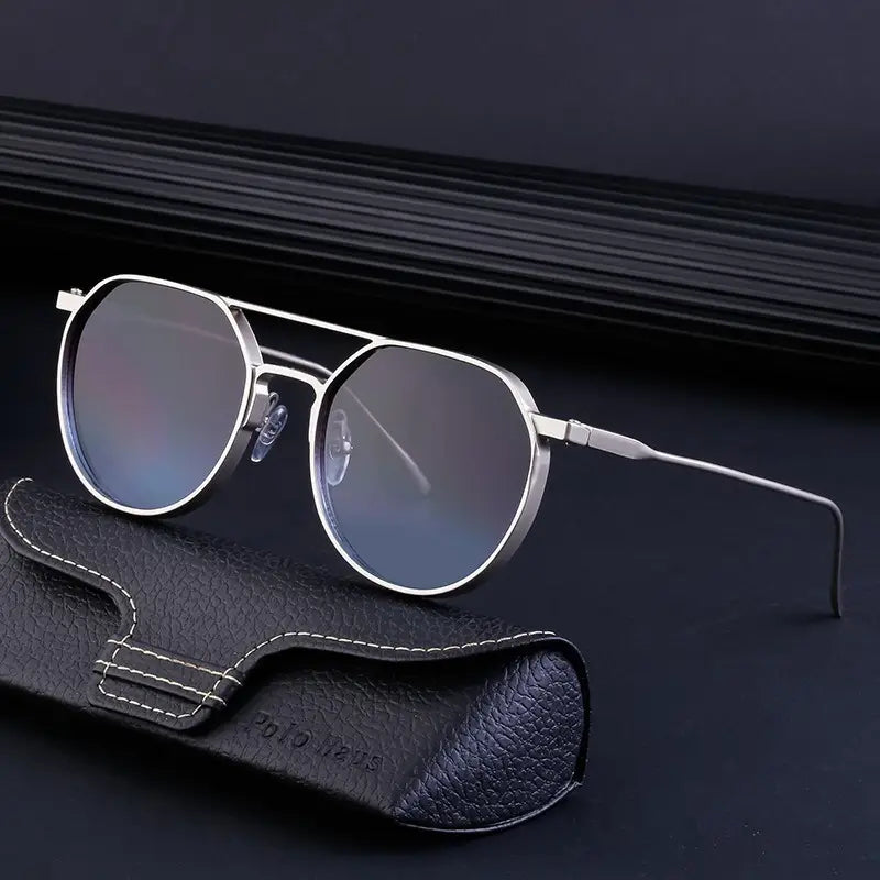 Steampunk Vintage Round Gradient Sunglasses - Zinc Alloy Frame, PC Lens, Double Bridge Design