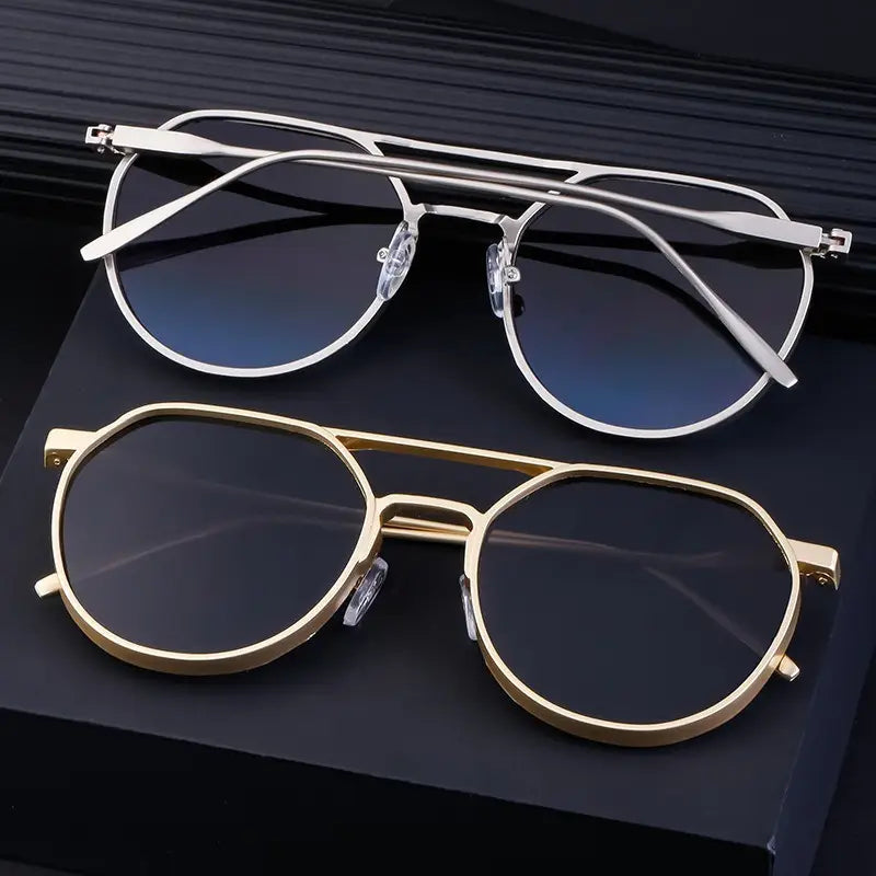 Steampunk Vintage Round Gradient Sunglasses - Zinc Alloy Frame, PC Lens, Double Bridge Design