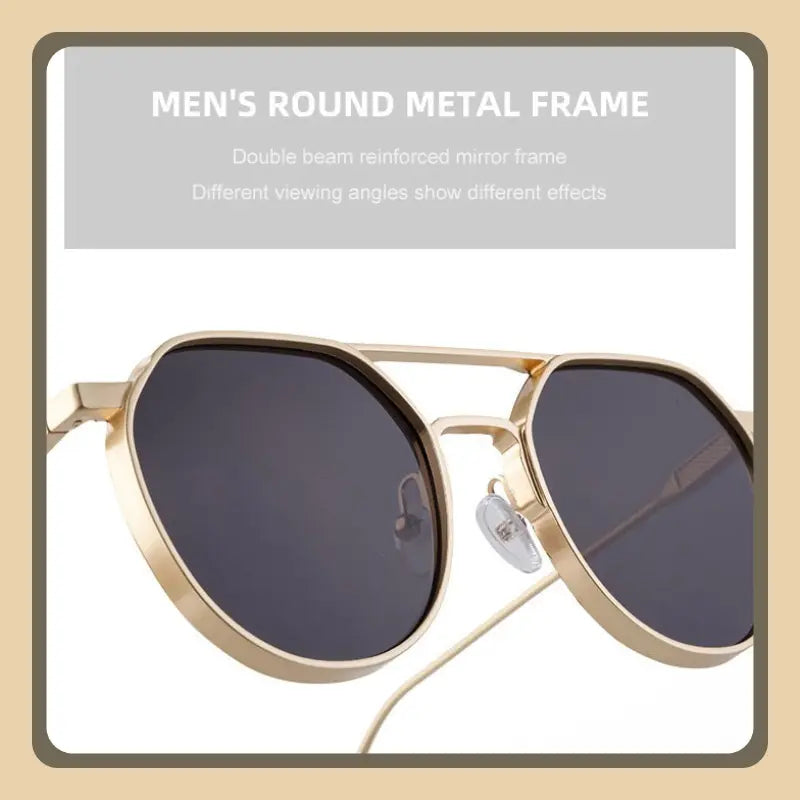 Steampunk Vintage Round Gradient Sunglasses - Zinc Alloy Frame, PC Lens, Double Bridge Design