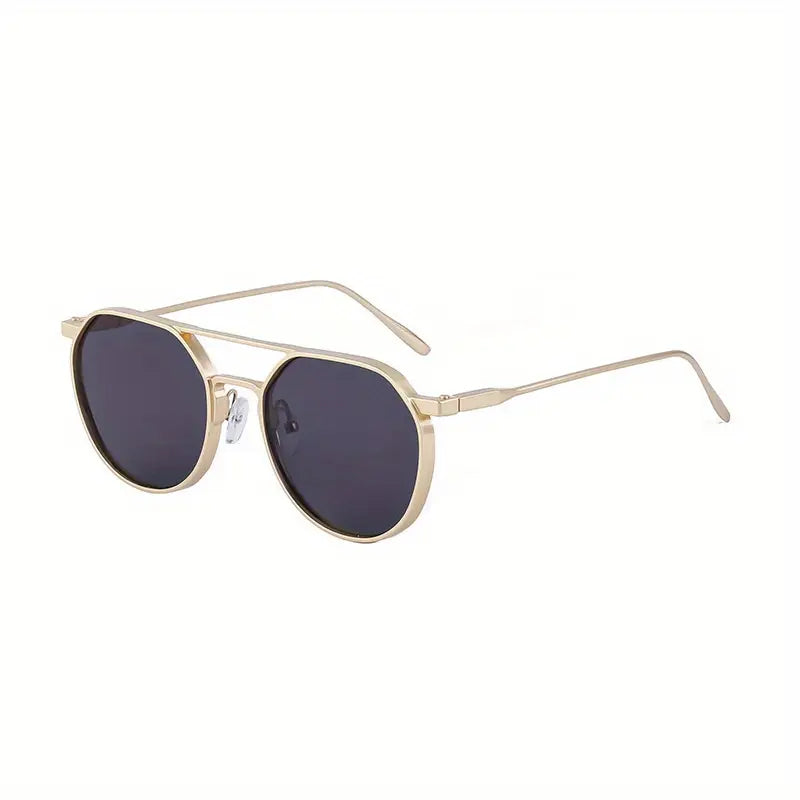 Steampunk Vintage Round Gradient Sunglasses - Zinc Alloy Frame, PC Lens, Double Bridge Design