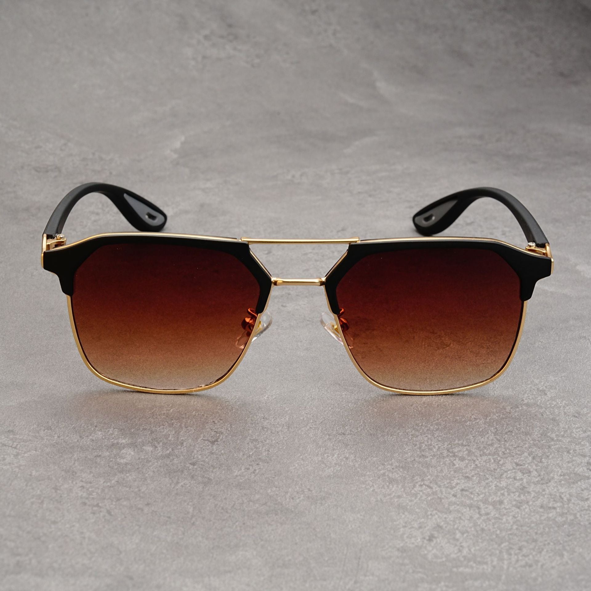 FunkyTradition Vintage Square Sunglasses for Men & Women – Retro Double Bridge Gradient Shades | TR90 Frame, UV400 Protection