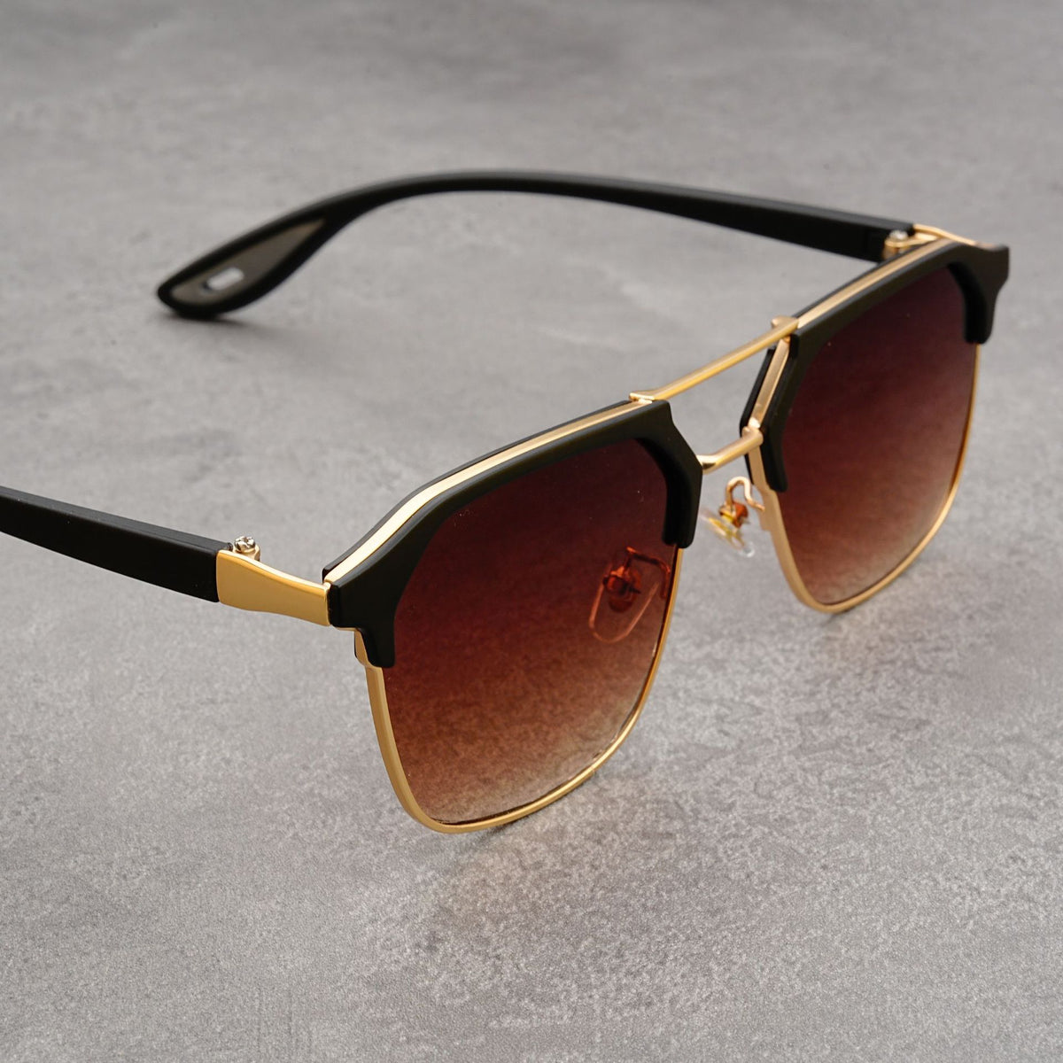 FunkyTradition Vintage Square Sunglasses for Men & Women – Retro Double Bridge Gradient Shades | TR90 Frame, UV400 Protection