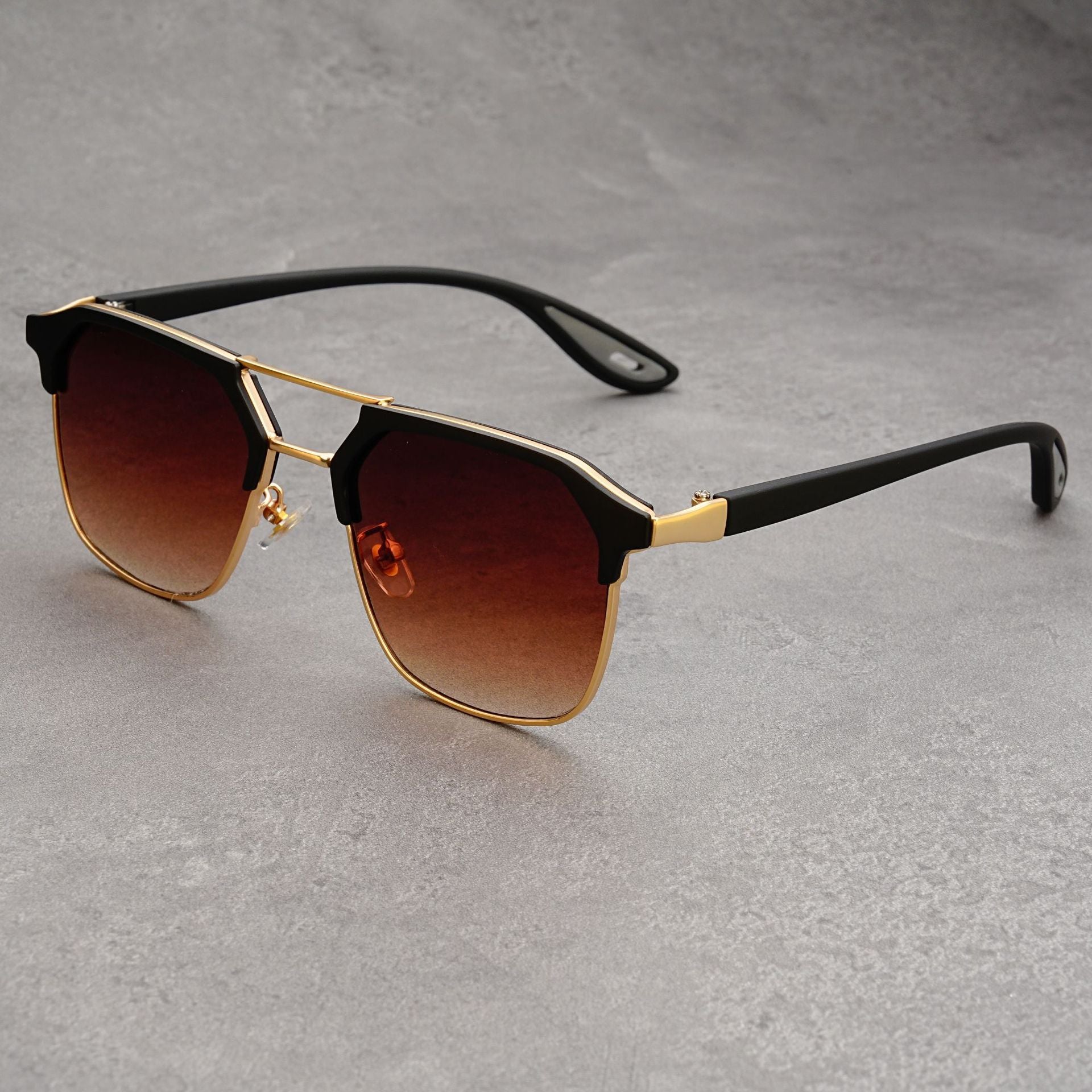 FunkyTradition Vintage Square Sunglasses for Men & Women – Retro Double Bridge Gradient Shades | TR90 Frame, UV400 Protection