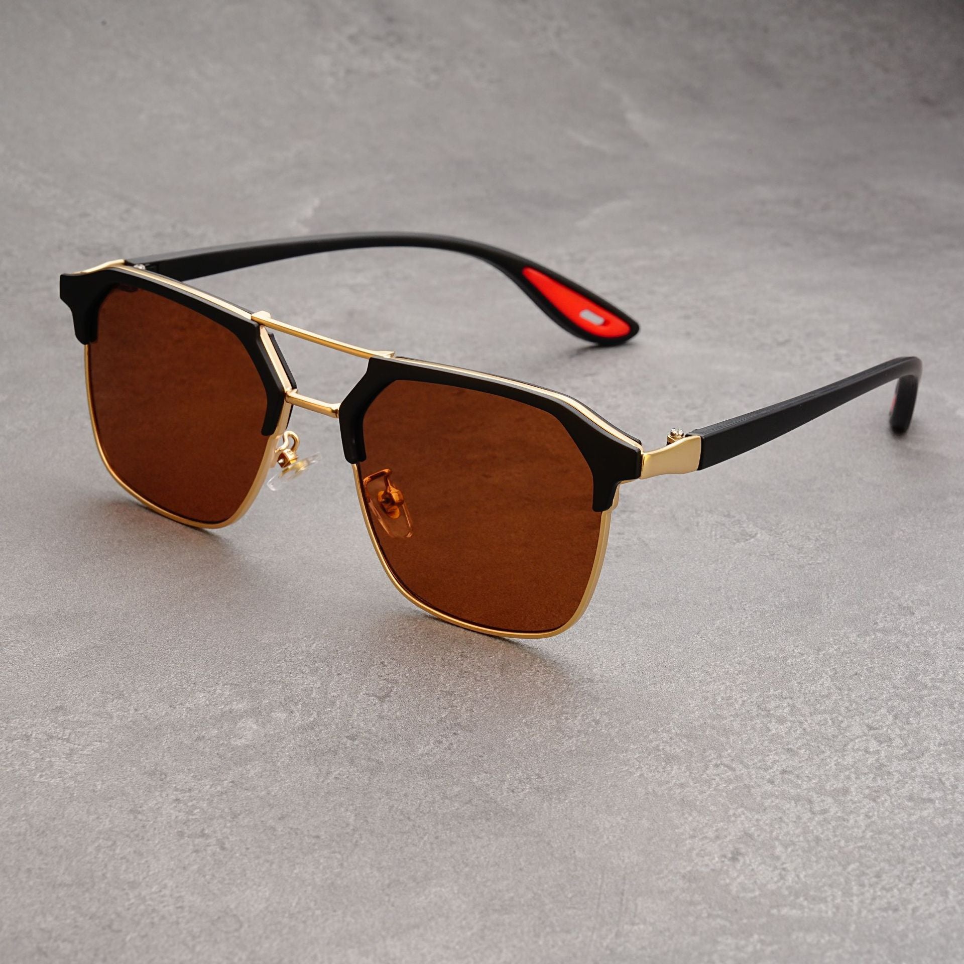FunkyTradition Vintage Square Sunglasses for Men & Women – Retro Double Bridge Gradient Shades | TR90 Frame, UV400 Protection