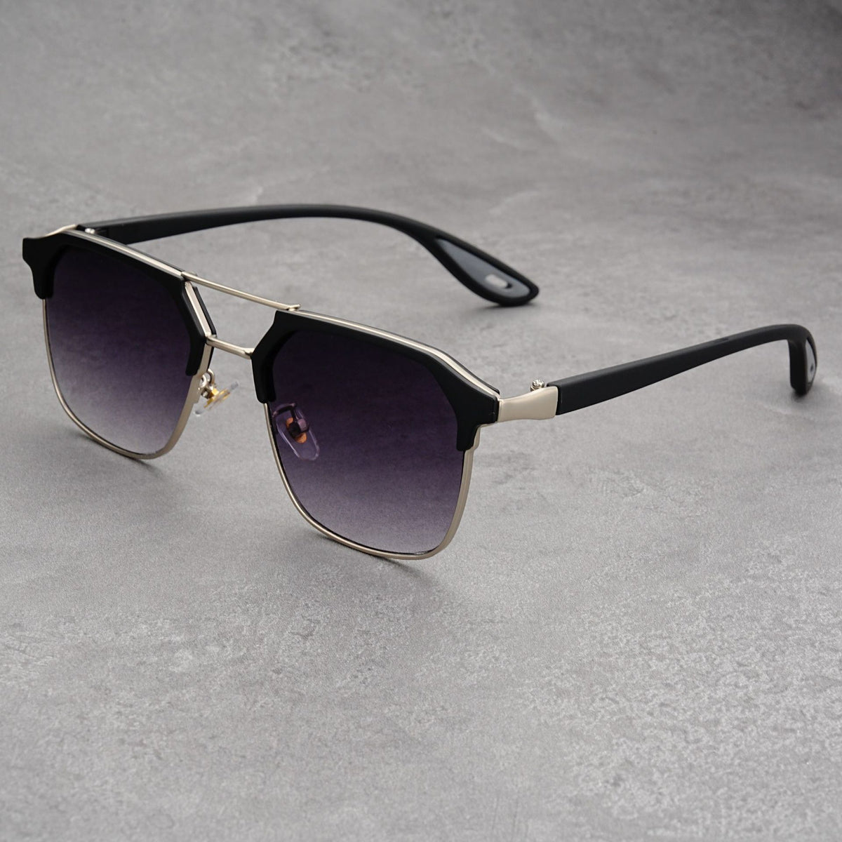 FunkyTradition Vintage Square Sunglasses for Men & Women – Retro Double Bridge Gradient Shades | TR90 Frame, UV400 Protection