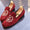 Maroon Velvet Anchor Embroidered Slip On For Men-FunkyTradition