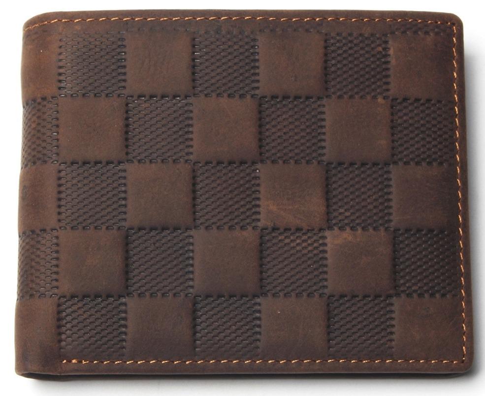 Stylish Checks Leather Square Wallet With Coin Pocket -FunkyTradition