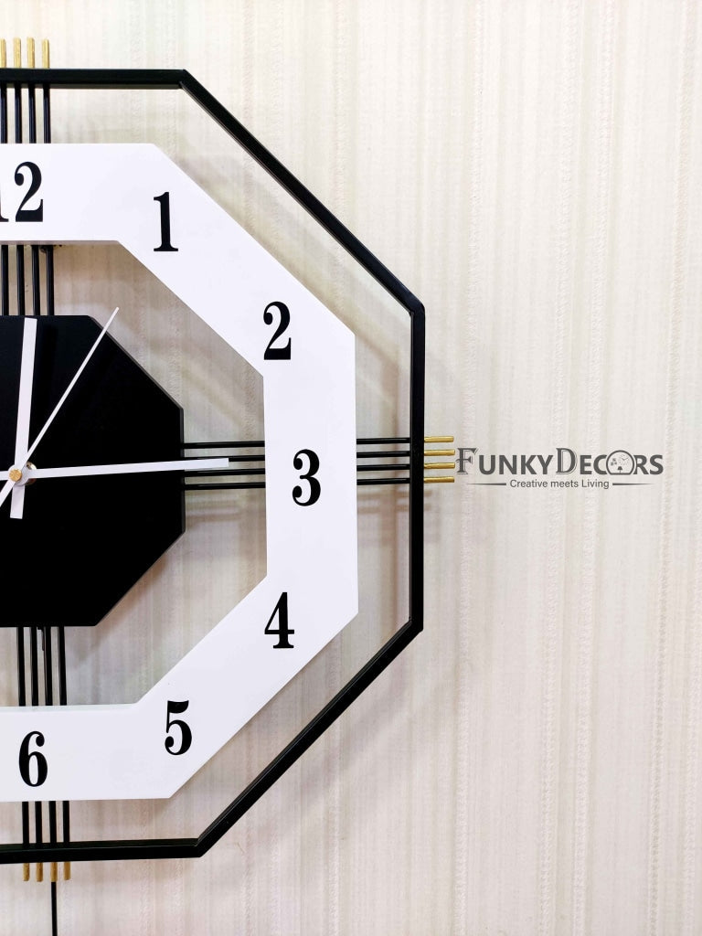 European Style Hexagon Nordic Silent Movement Pendulum Wall Clock- Funkytradition Clocks