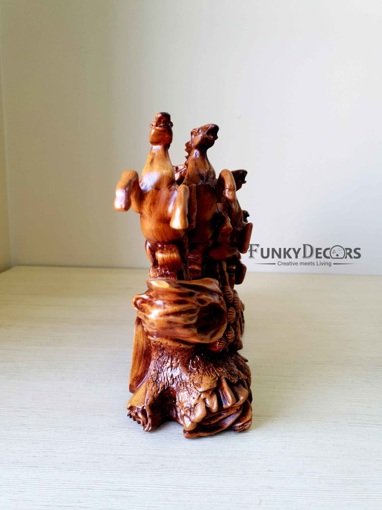 Feng Shui 8 Horses Sculpture In Brown Decorative Showpiece Animal Figurine- FunkyTradition Figurines
