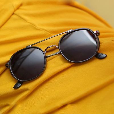 Full Black Metal Frame Unisex Round Sunglasses For Men and Women-FunkyTradition - FunkyTradition