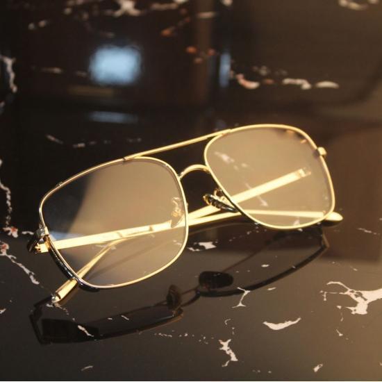 Funky Side Cap Golden Clear Wayfarer Sunglasses-FunkyTradition - FunkyTradition
