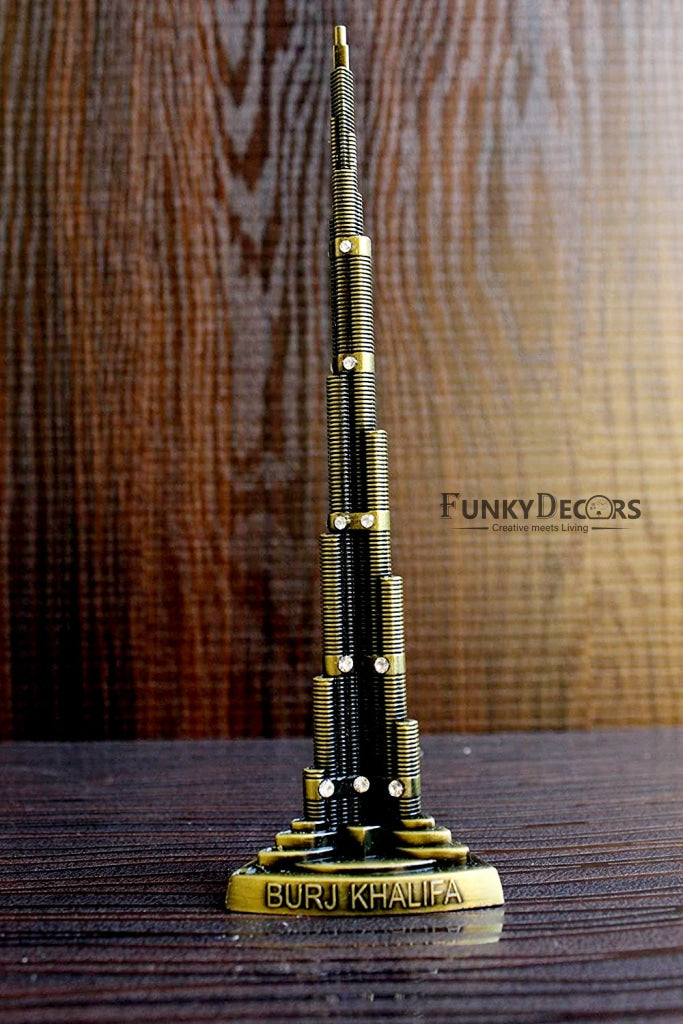 FunkyTradition 22 Cm Tall Burj Khalifa Tallest Building Tower Collectible Statue Metal Showpiece