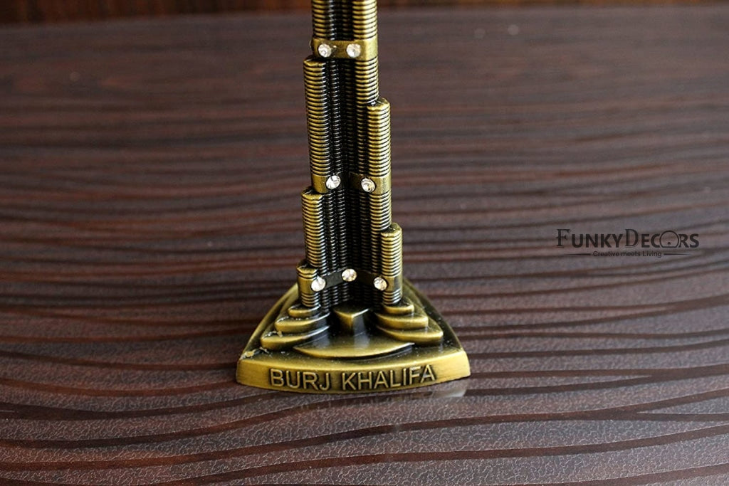 FunkyTradition 22 Cm Tall Burj Khalifa Tallest Building Tower Collectible Statue Metal Showpiece
