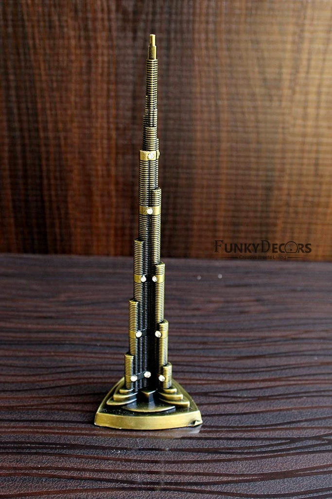 FunkyTradition 22 Cm Tall Burj Khalifa Tallest Building Tower Collectible Statue Metal Showpiece