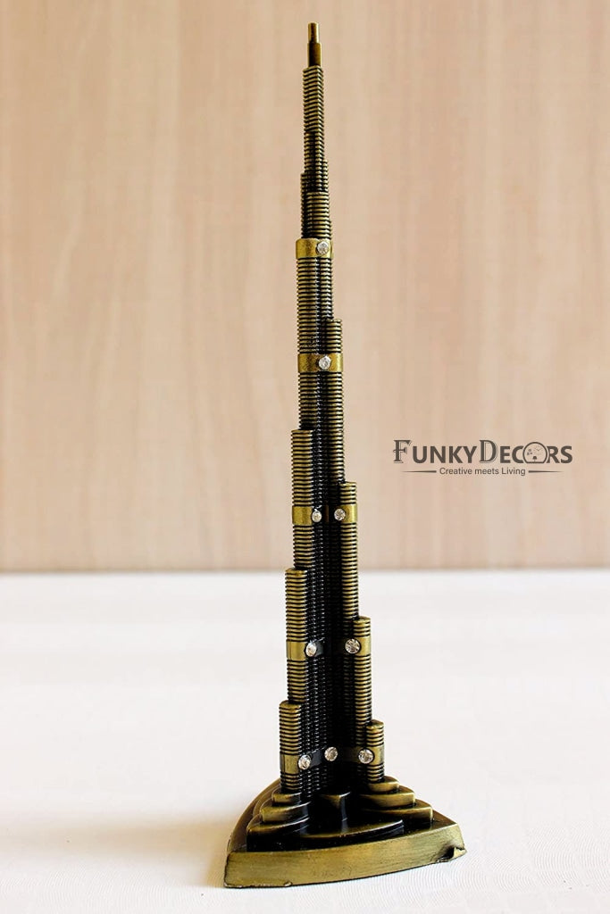 FunkyTradition 22 Cm Tall Burj Khalifa Tallest Building Tower Collectible Statue Metal Showpiece