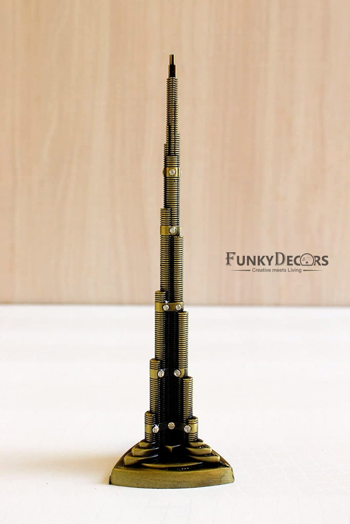 FunkyTradition 22 Cm Tall Burj Khalifa Tallest Building Tower Collectible Statue Metal Showpiece
