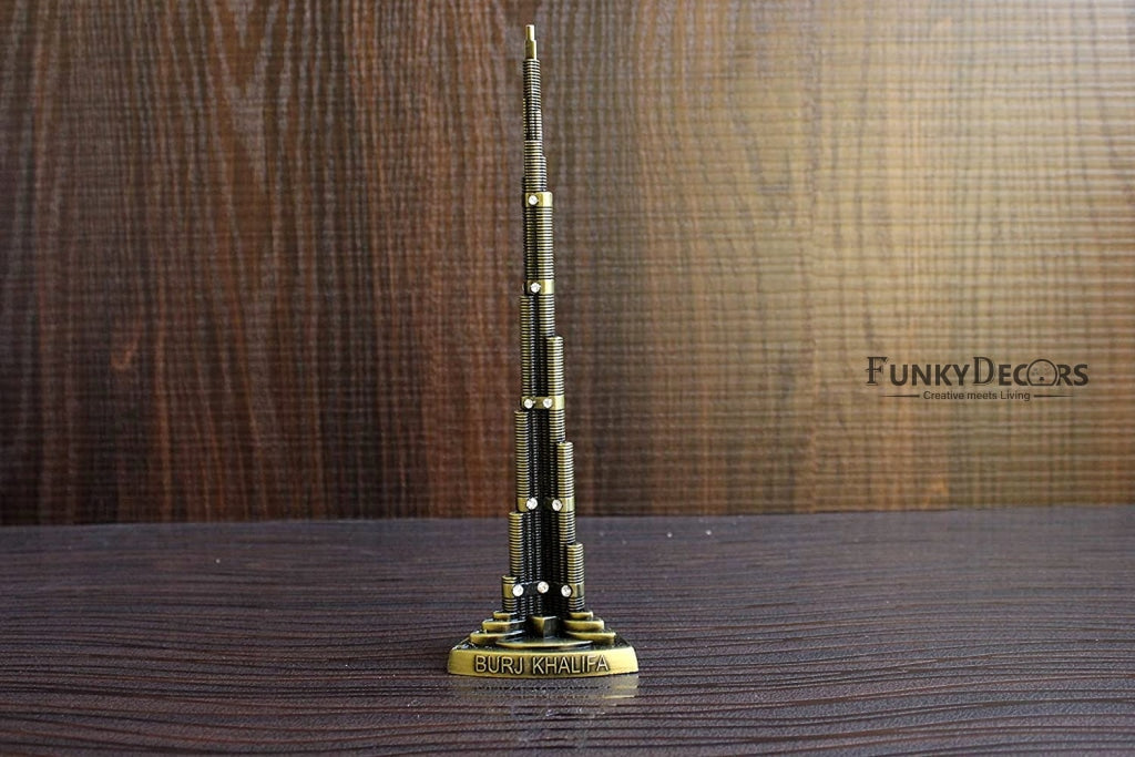FunkyTradition 22 Cm Tall Burj Khalifa Tallest Building Tower Collectible Statue Metal Showpiece