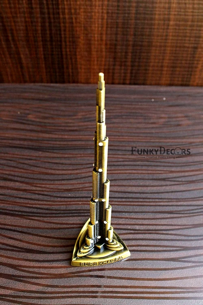 FunkyTradition 22 Cm Tall Burj Khalifa Tallest Building Tower Collectible Statue Metal Showpiece