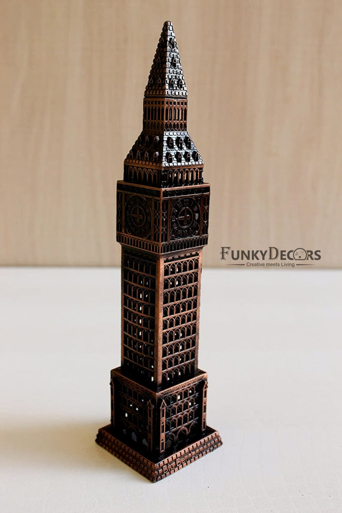 FunkyTradition 24 Cm Tall Copper Big Ben London Clock Tower Collectible Statue Metal Showpiece