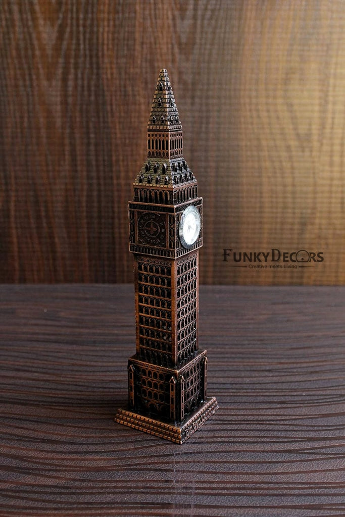 FunkyTradition 24 Cm Tall Copper Big Ben London Clock Tower Collectible Statue Metal Showpiece