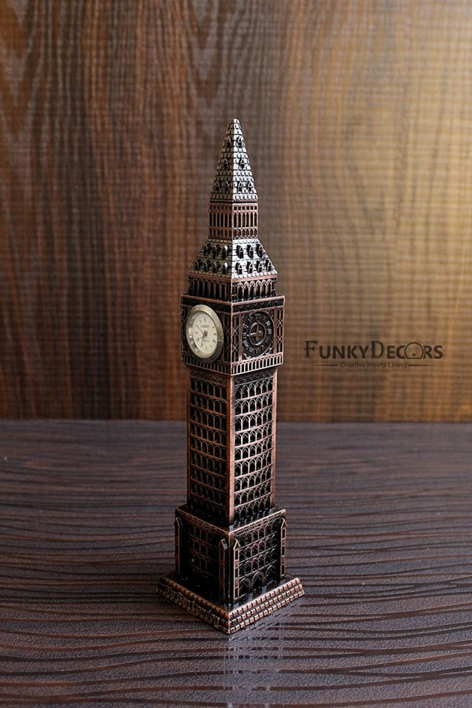 FunkyTradition 24 Cm Tall Copper Big Ben London Clock Tower Collectible Statue Metal Showpiece