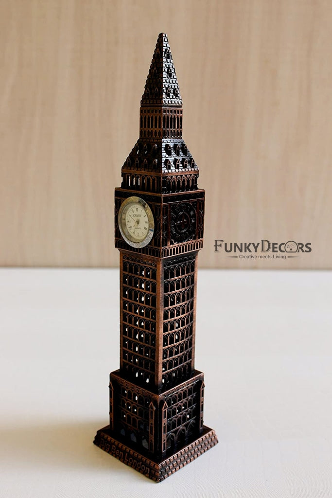 FunkyTradition 24 Cm Tall Copper Big Ben London Clock Tower Collectible Statue Metal Showpiece