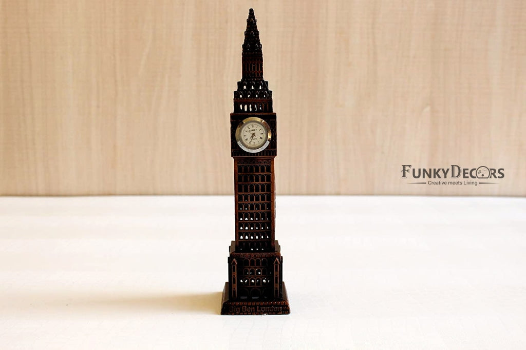 FunkyTradition 24 Cm Tall Copper Big Ben London Clock Tower Collectible Statue Metal Showpiece