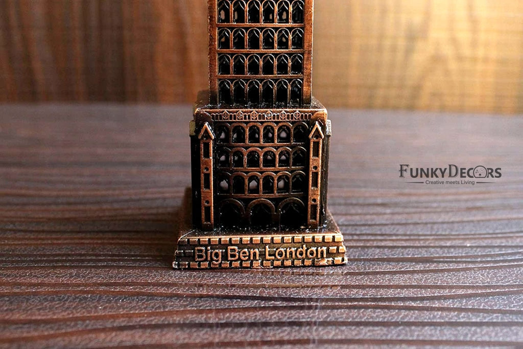 FunkyTradition 24 Cm Tall Copper Big Ben London Clock Tower Collectible Statue Metal Showpiece