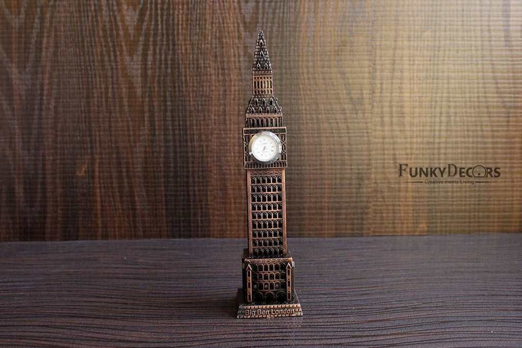 FunkyTradition 24 Cm Tall Copper Big Ben London Clock Tower Collectible Statue Metal Showpiece
