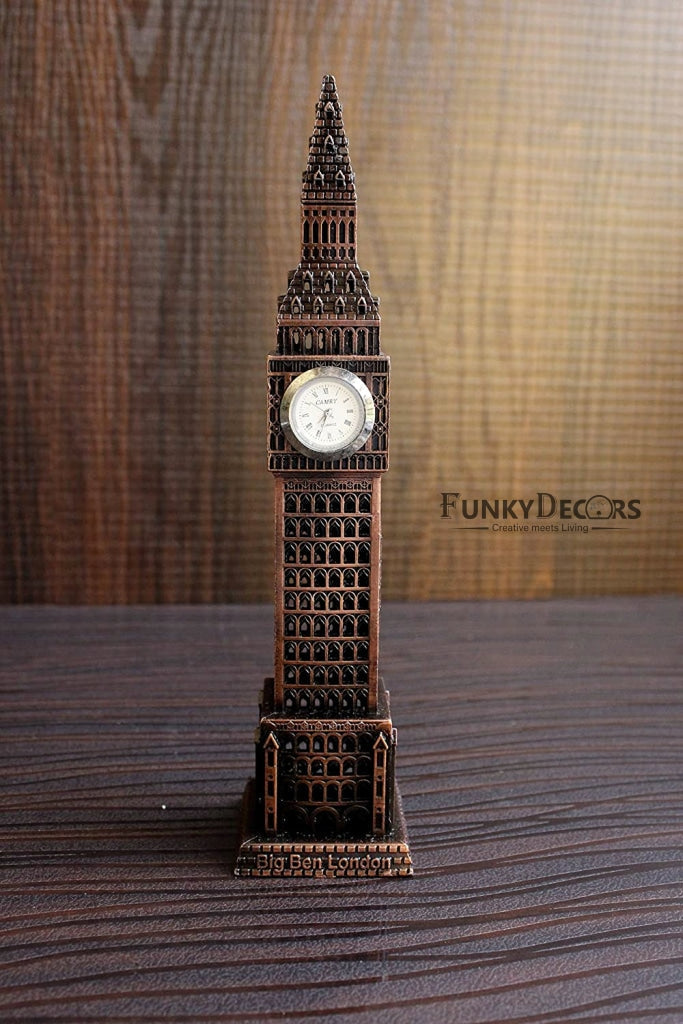 FunkyTradition 24 Cm Tall Copper Big Ben London Clock Tower Collectible Statue Metal Showpiece