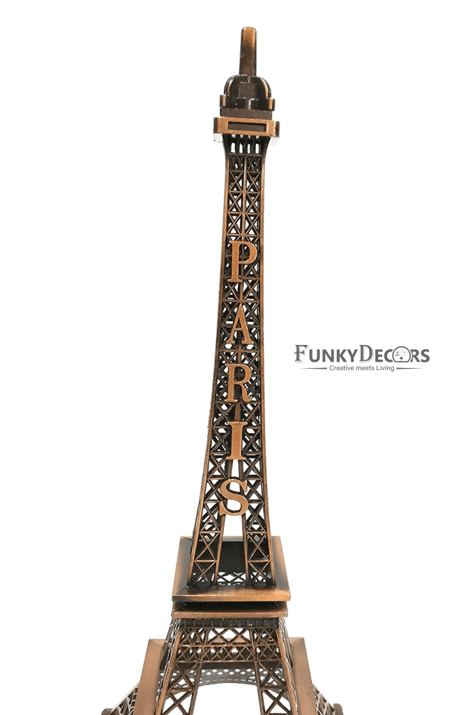 FunkyTradition 33 Cm Tall Eiffel Tower Statue Metal Showpiece In Copper | Birthday Anniversary Gift