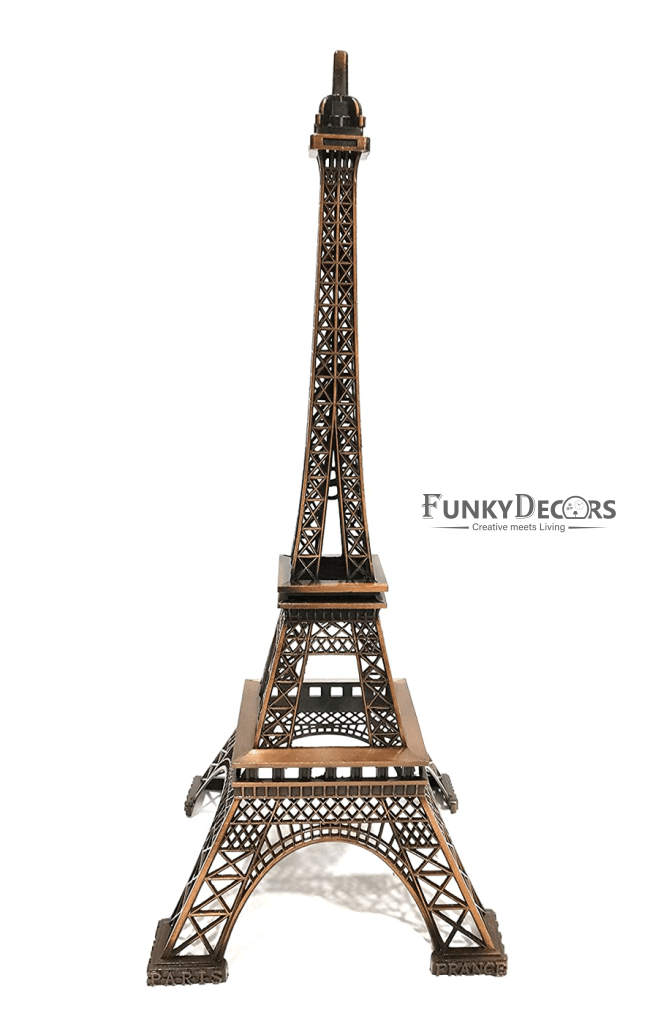 FunkyTradition 33 Cm Tall Eiffel Tower Statue Metal Showpiece In Copper | Birthday Anniversary Gift
