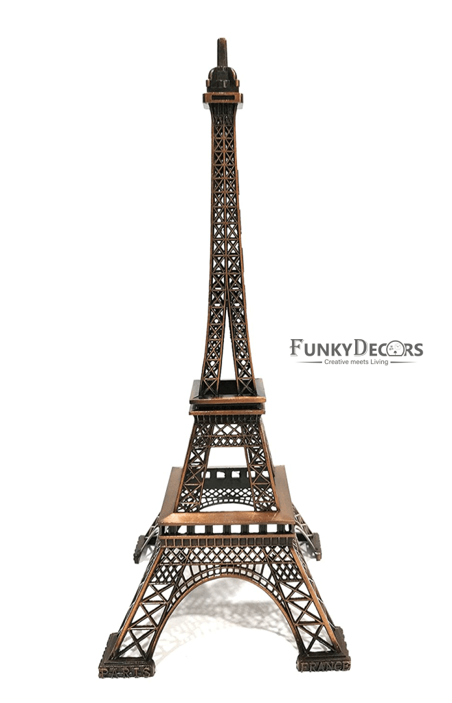 FunkyTradition 33 Cm Tall Eiffel Tower Statue Metal Showpiece In Copper | Birthday Anniversary Gift