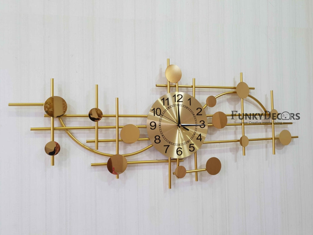 Funkytradition 3D Luxury Mirror Glass Colorful Metal Wall Clock And Art Watch Decor For Home Office