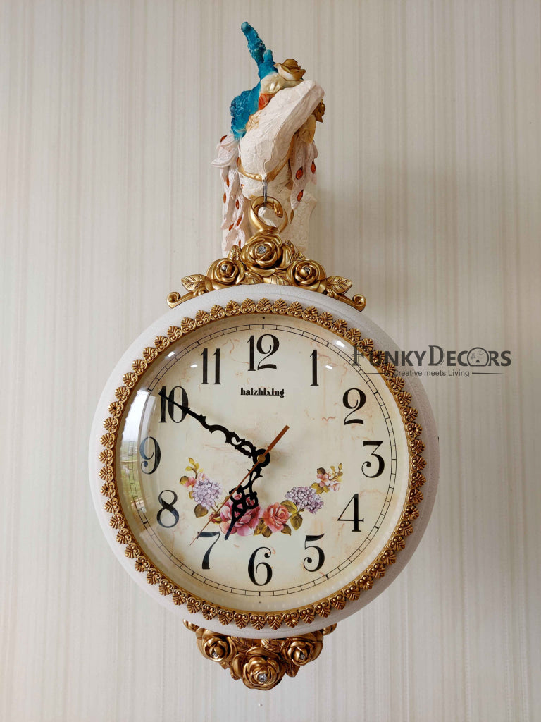 Funkytradition 3D Royal Peacock Double-Sided Wall Watch Clock 65 Cm Tall Clocks