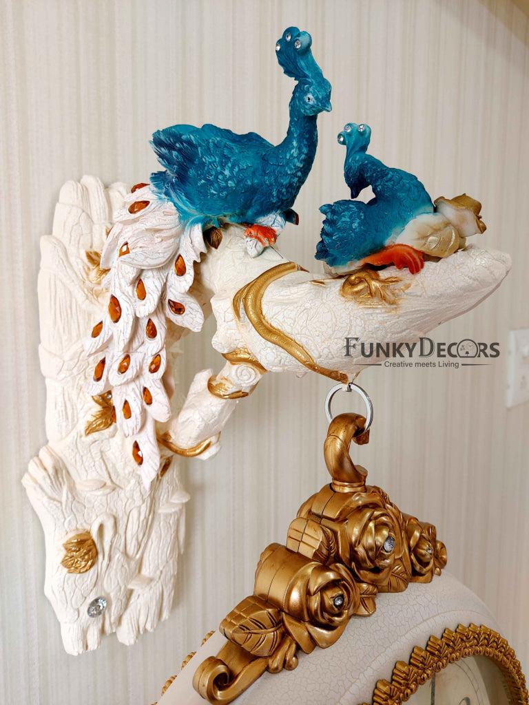 Funkytradition 3D Royal Peacock Double-Sided Wall Watch Clock 65 Cm Tall Clocks