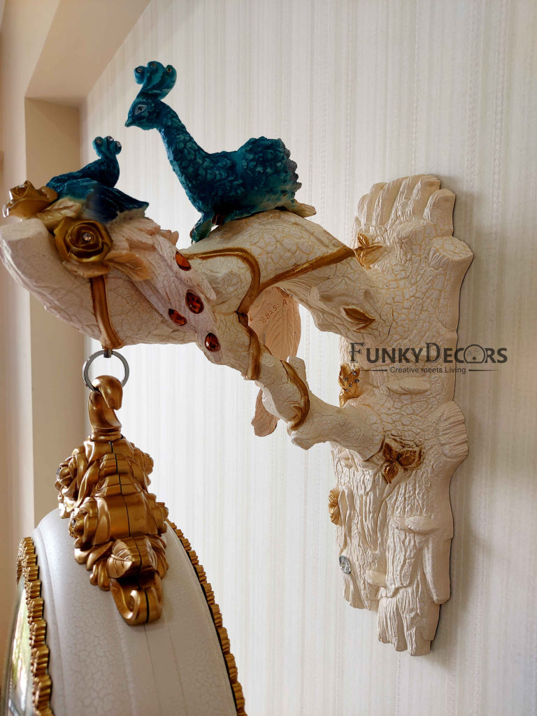 Funkytradition 3D Royal Peacock Double-Sided Wall Watch Clock 65 Cm Tall Clocks
