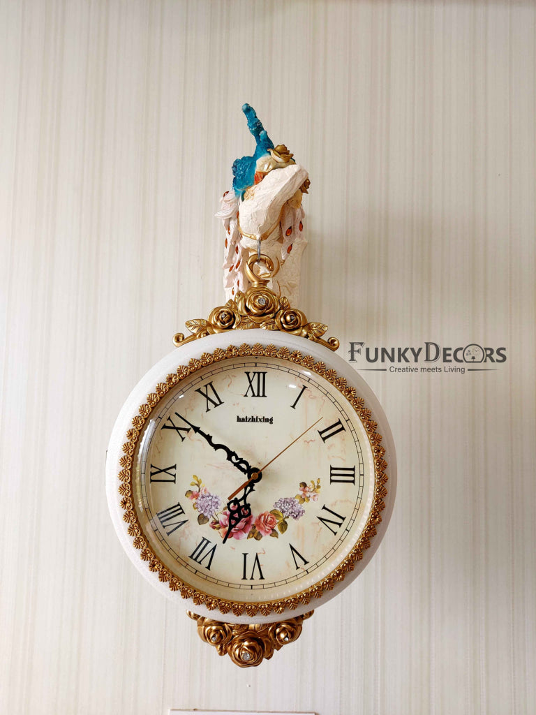 Funkytradition 3D Royal Peacock Double-Sided Wall Watch Clock 65 Cm Tall Clocks