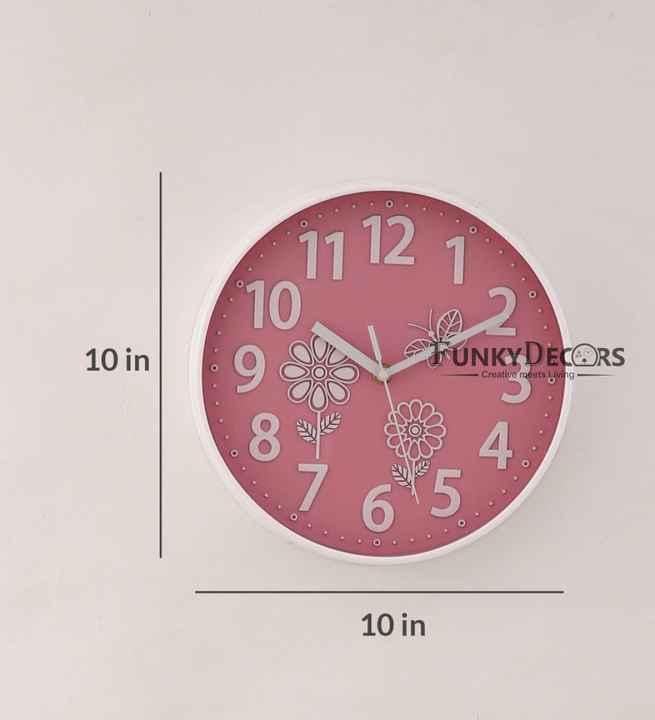 Funkytradition Baby Pink Wall Clock Watch Decor For Home Office And Gifts 26 Cm Tall Clocks