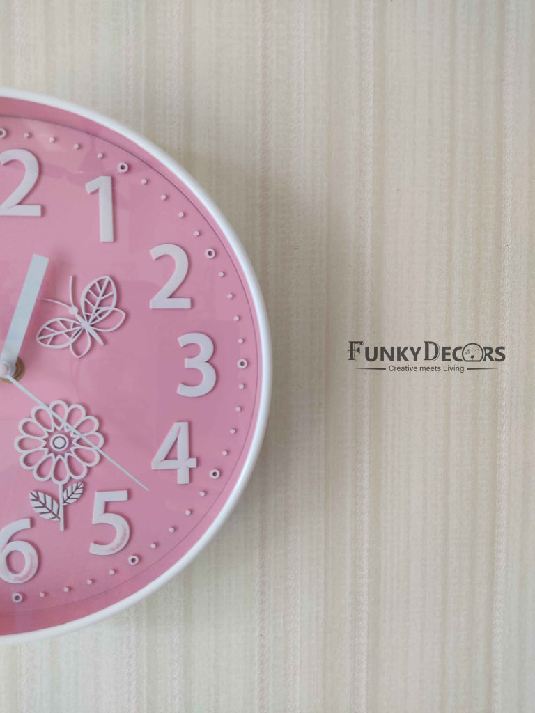 Funkytradition Baby Pink Wall Clock Watch Decor For Home Office And Gifts 26 Cm Tall Clocks