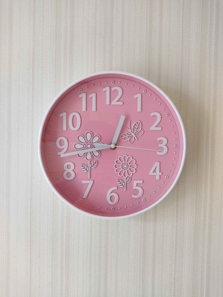 Funkytradition Baby Pink Wall Clock Watch Decor For Home Office And Gifts 26 Cm Tall Clocks