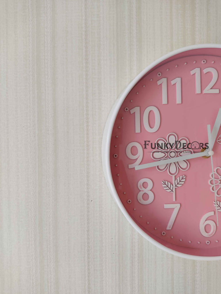 Funkytradition Baby Pink Wall Clock Watch Decor For Home Office And Gifts 26 Cm Tall Clocks