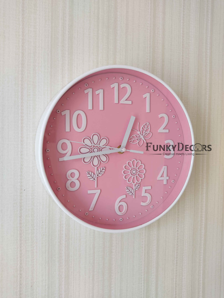 Funkytradition Baby Pink Wall Clock Watch Decor For Home Office And Gifts 26 Cm Tall Clocks