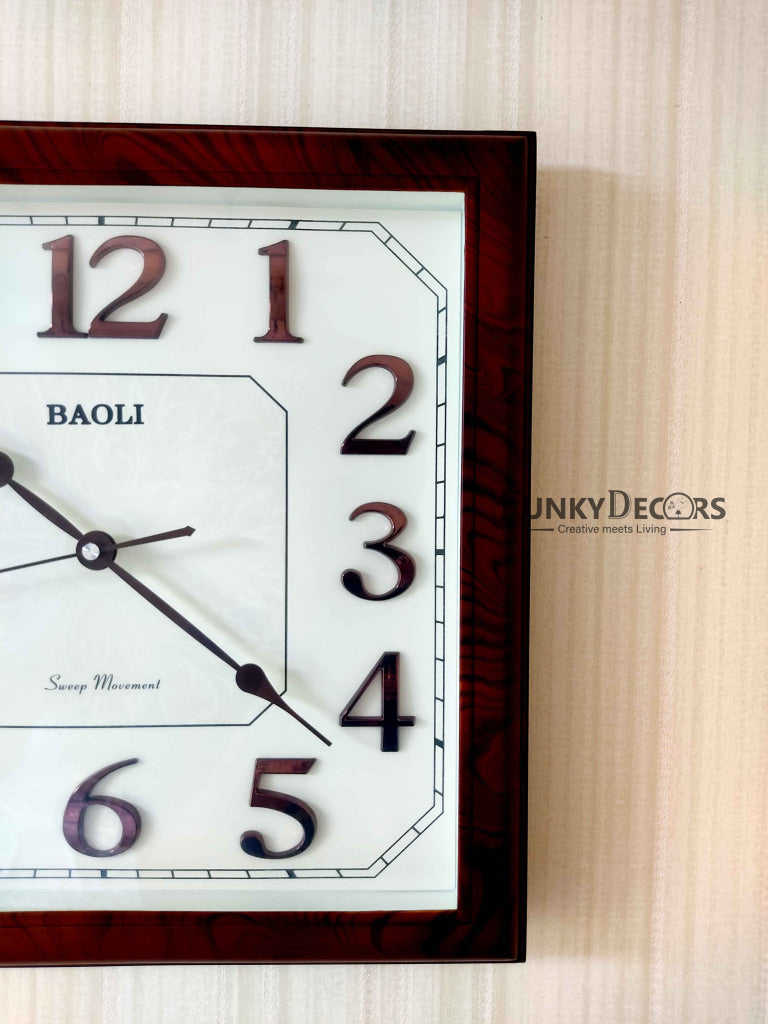Funkytradition Classic Brown Square Wall Clock Watch Decor For Home Office And Gifts 35 Cm Tall
