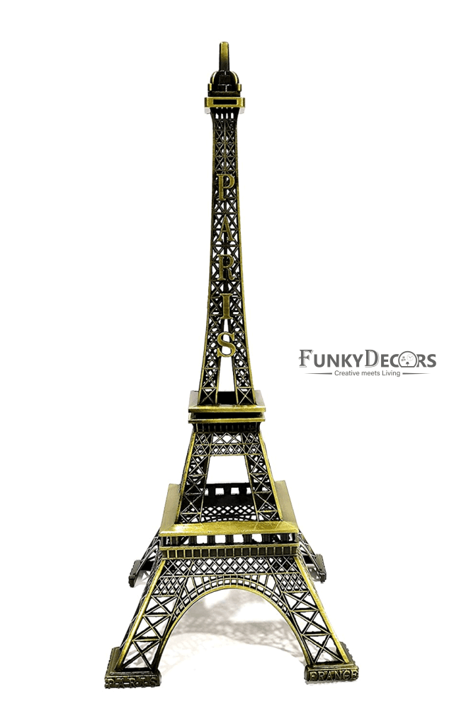 FunkyTradition Combo Set Of 2 Eiffel Tower Statue Metal Showpiece | Birthday Anniversary Gift And