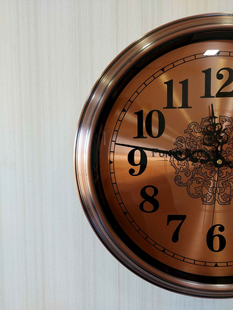 Funkytradition Copper Elegant Design Wall Clock Watch Decor For Home Office And Gifts 42 Cm Tall