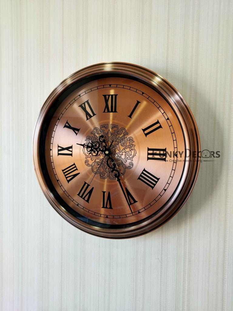 Funkytradition Copper Elegant Design Wall Clock Watch Decor For Home Office And Gifts 42 Cm Tall