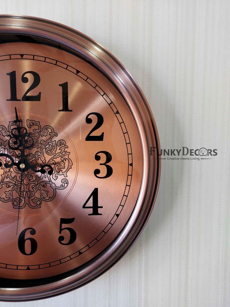 Funkytradition Copper Elegant Design Wall Clock Watch Decor For Home Office And Gifts 42 Cm Tall
