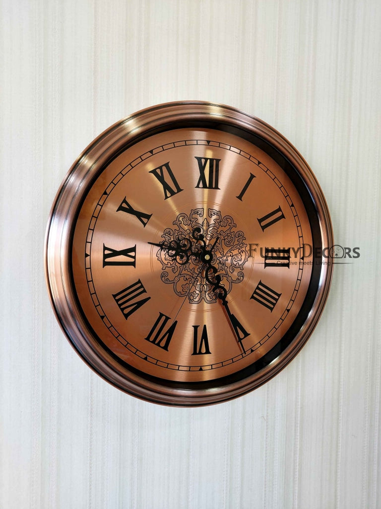 Funkytradition Copper Elegant Design Wall Clock Watch Decor For Home Office And Gifts 42 Cm Tall