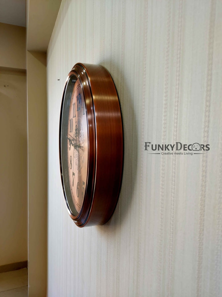 Funkytradition Copper Elegant Design Wall Clock Watch Decor For Home Office And Gifts 42 Cm Tall